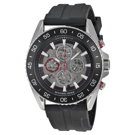 Michael Kors JetMaster Automatic Black Dial Black SiliconeMens 